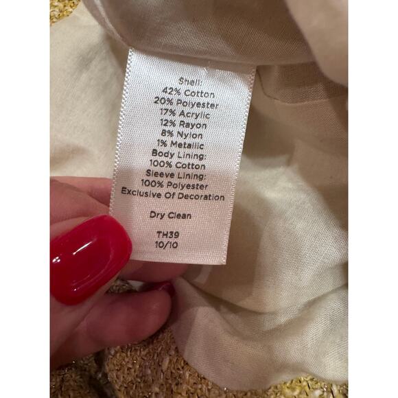 Talbots Gold Tweed Classic Jackie O Blazer Gold Buttons Petite Size 16 - Picture 8 of 12